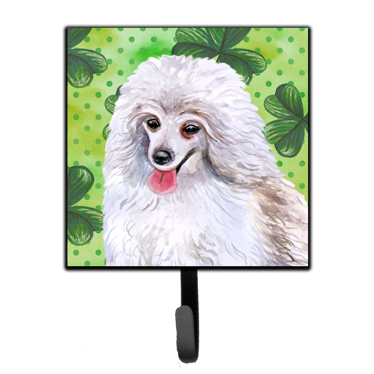 Medium White Poodle St Patricks Leash or Key Holder