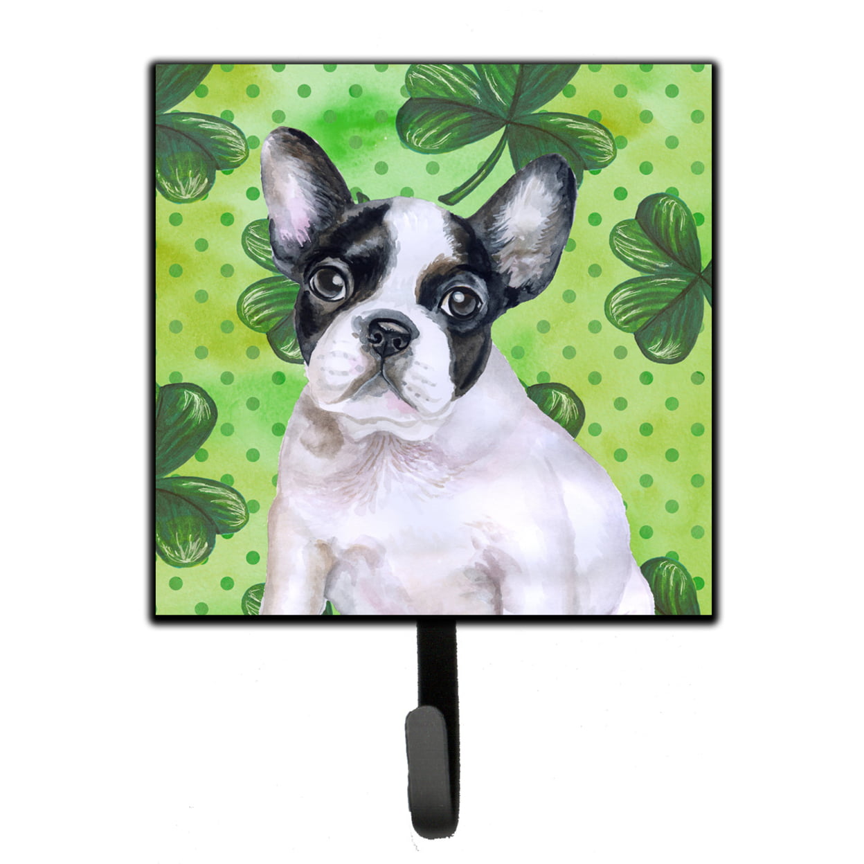 French Bulldog Black White St Patricks Leash or Key Holder