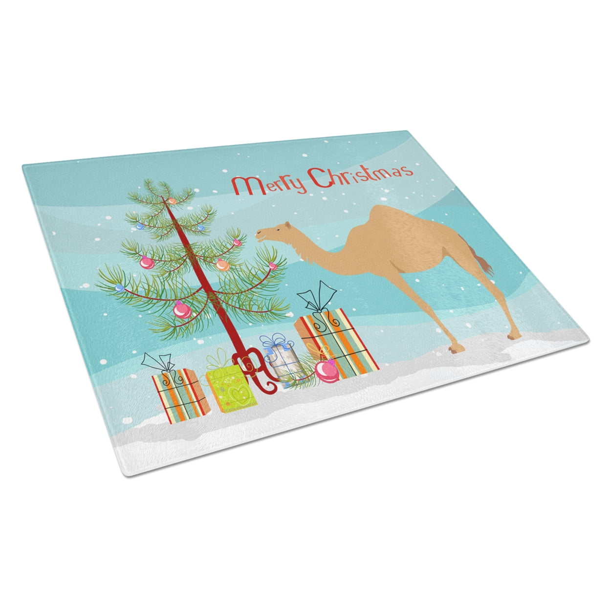 Arabian Camel Dromedary Christmas Glass Cutting Board - Large