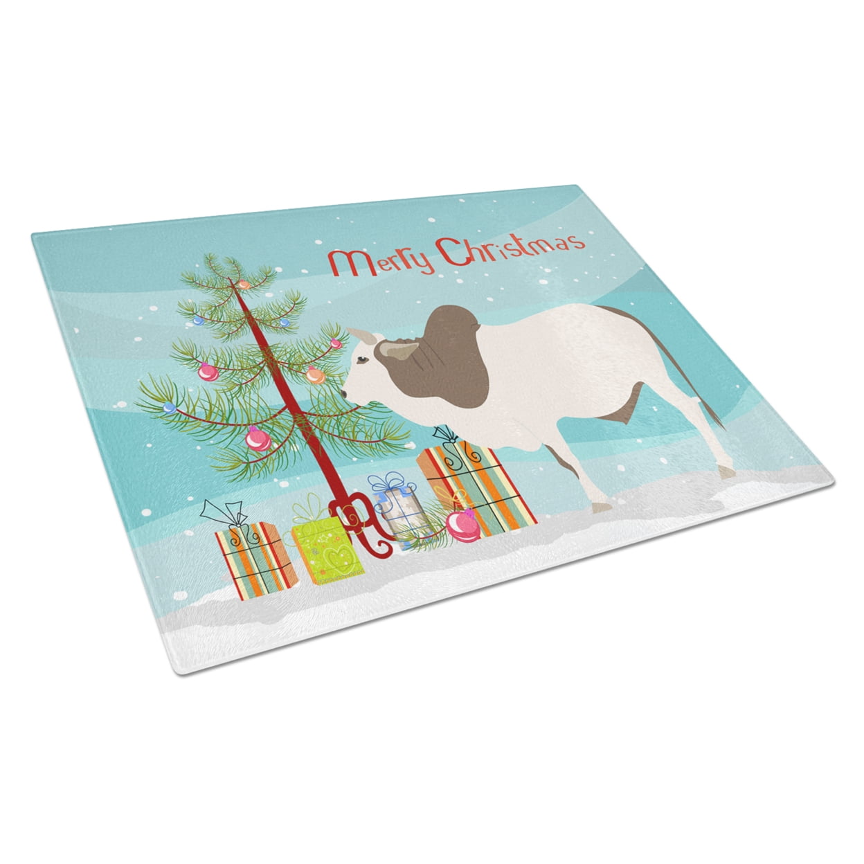Malvi Cow Christmas Glass Cutting Board - Large