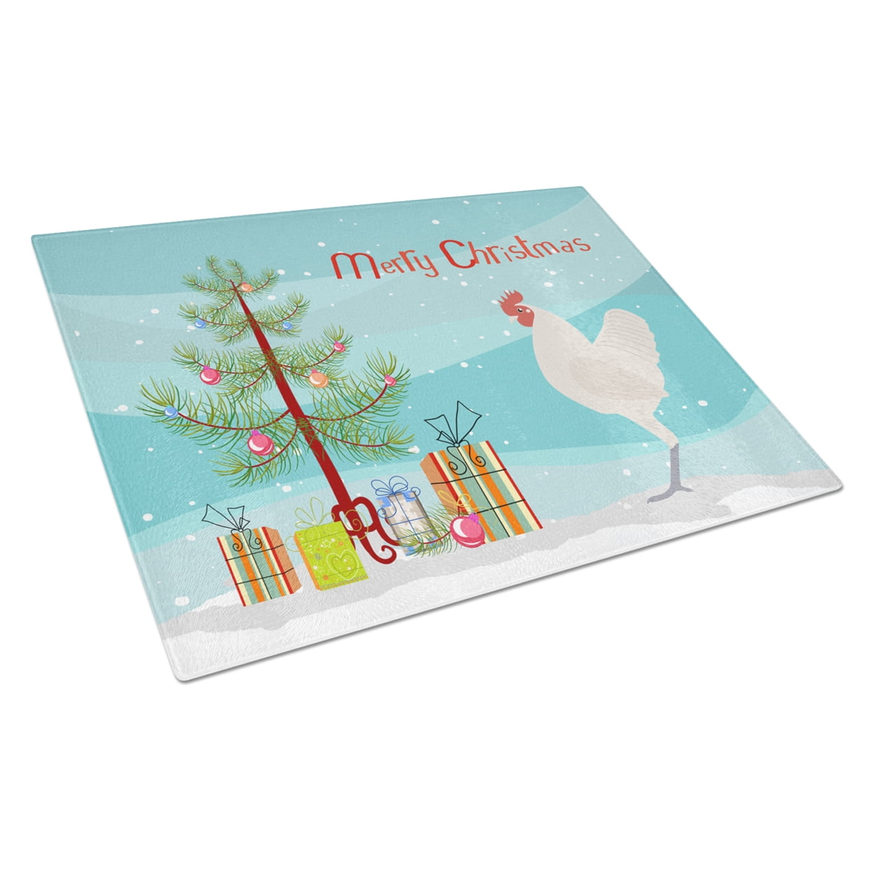 German Langshan Chicken Christmas Glass Cutting Board - Large