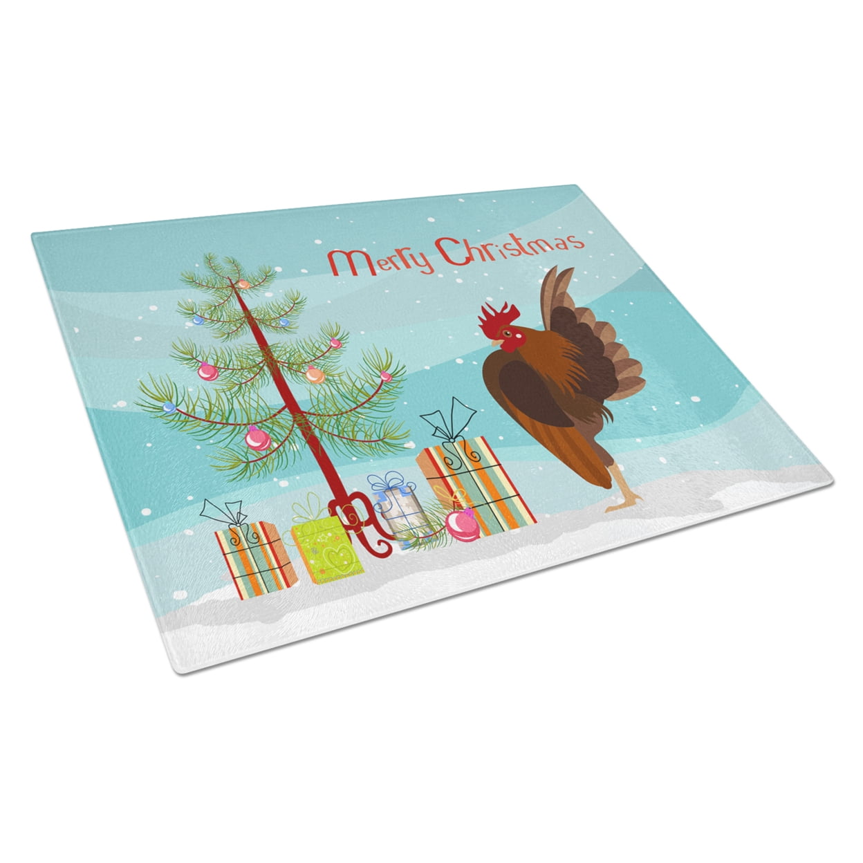 Malaysian Serama Chicken Christmas Glass Cutting Board - Large