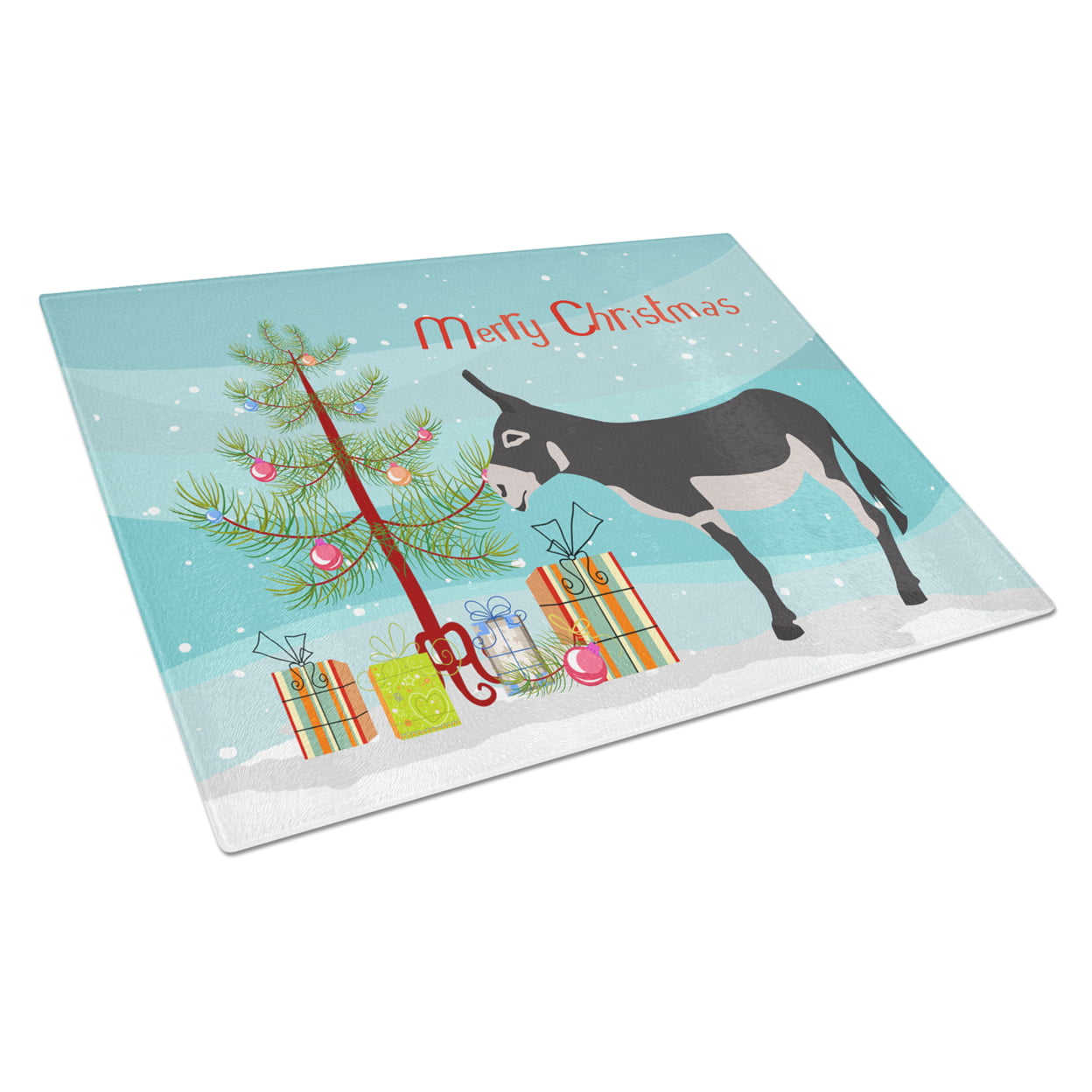 American Mammoth Jack Donkey Christmas Glass Cutting Board - Large