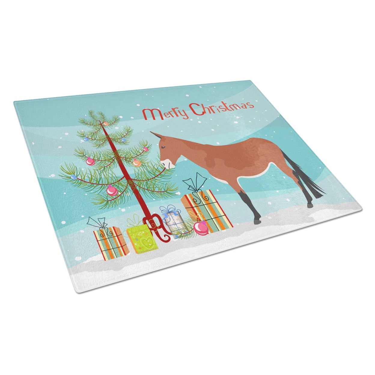 Mule Christmas Glass Cutting Board - Large