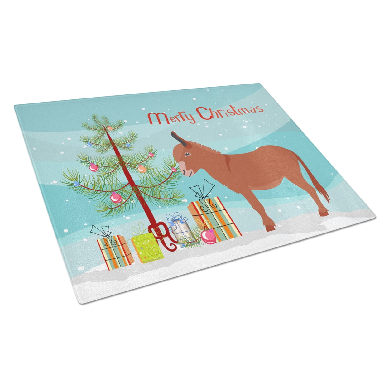 Irish Donkey Christmas Glass Cutting Board - Large