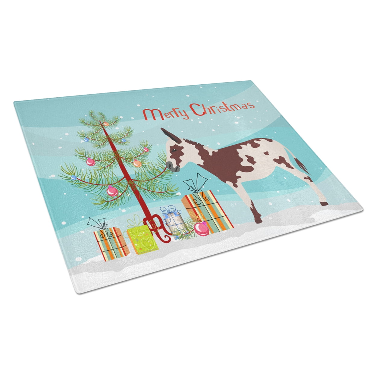 American Spotted Donkey Christmas Glass Cutting Board - Large