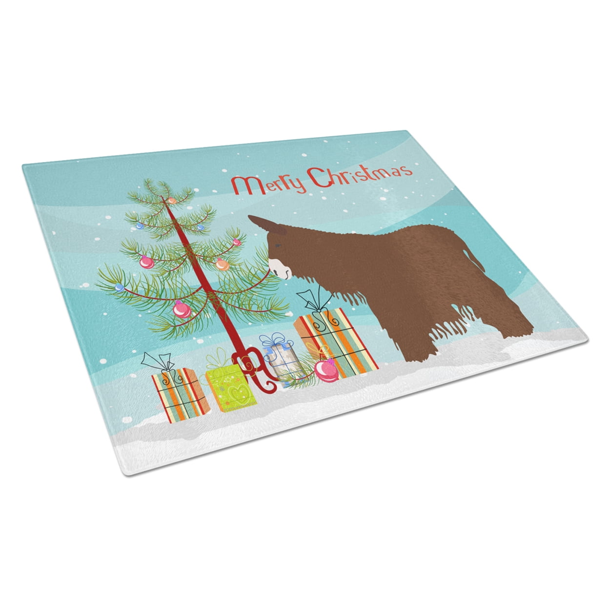 Poitou Poiteuin Donkey Christmas Glass Cutting Board - Large