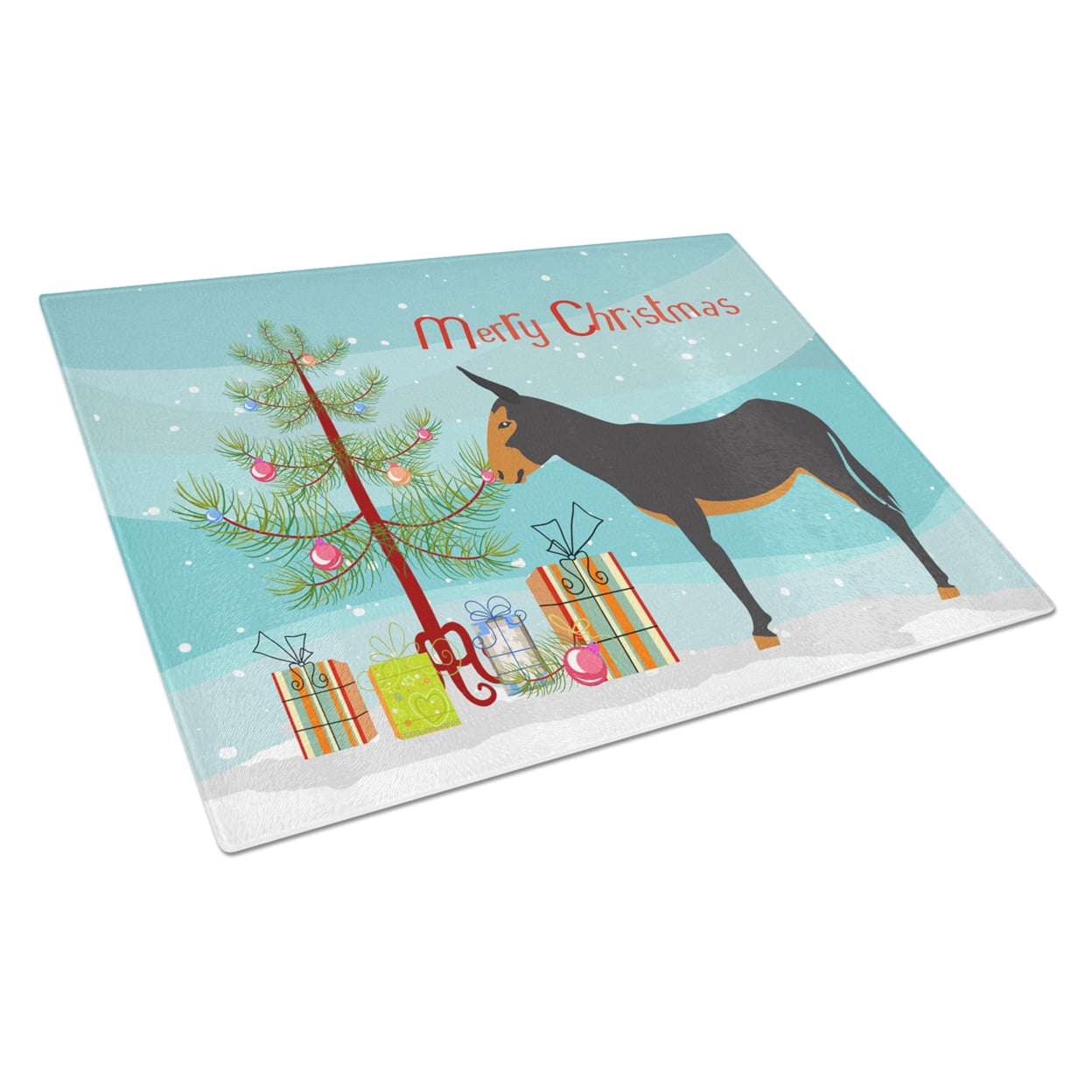 Catalan Donkey Christmas Glass Cutting Board - Large