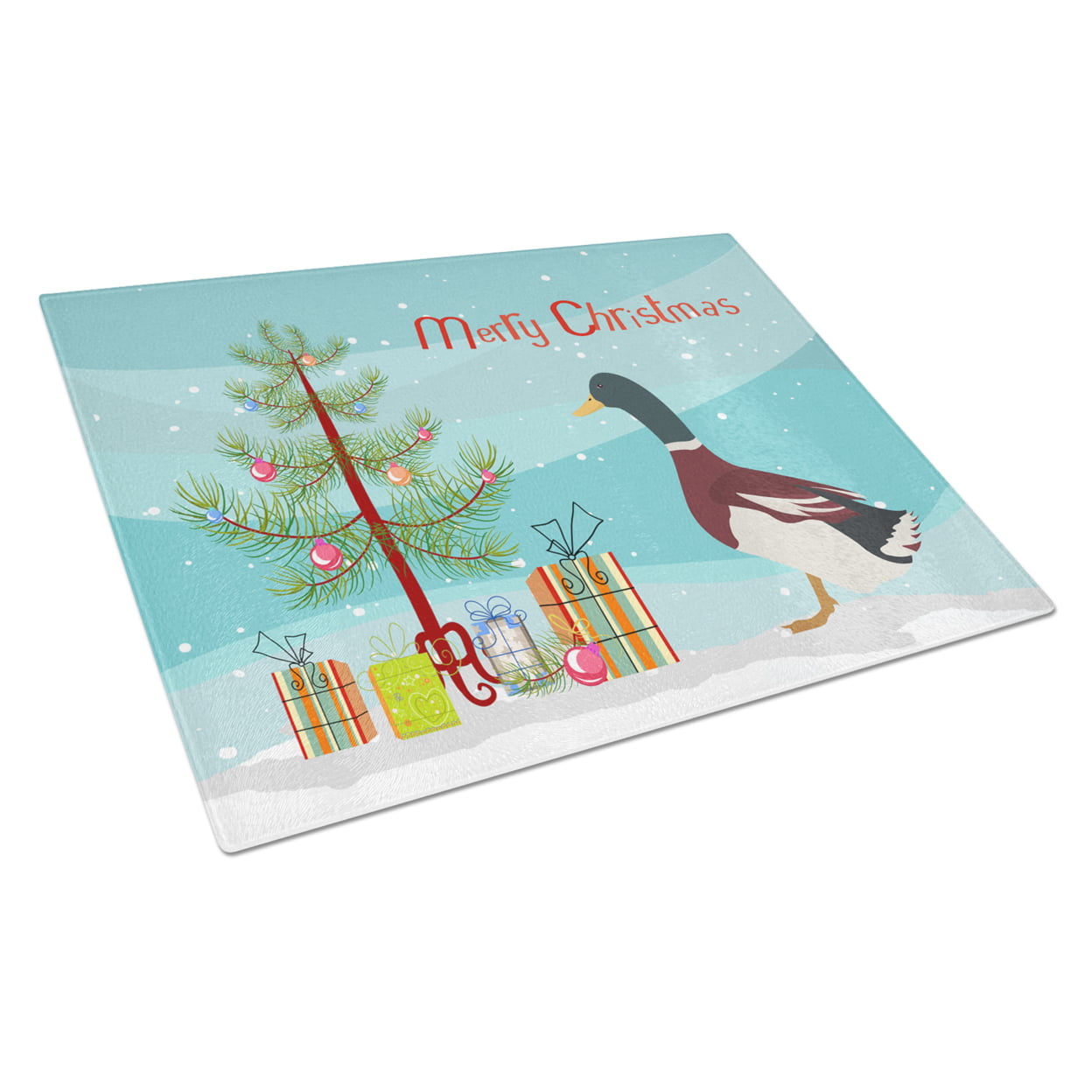 Rouen Duck Christmas Glass Cutting Board - Large