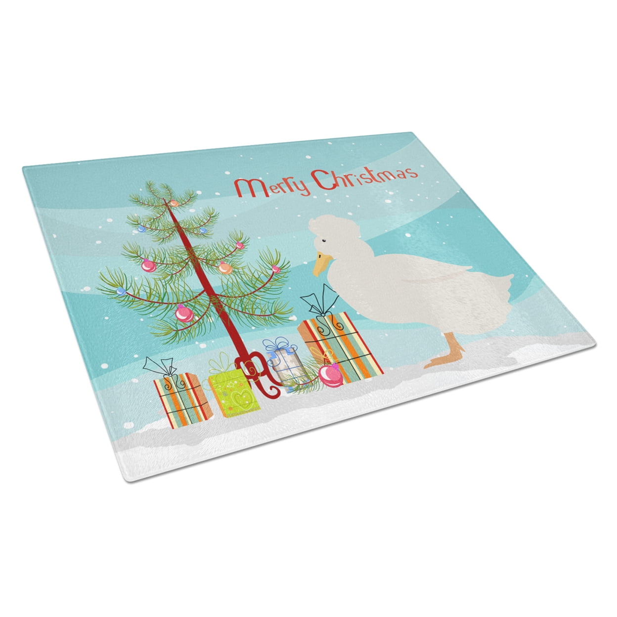 Crested Duck Christmas Glass Cutting Board - Large