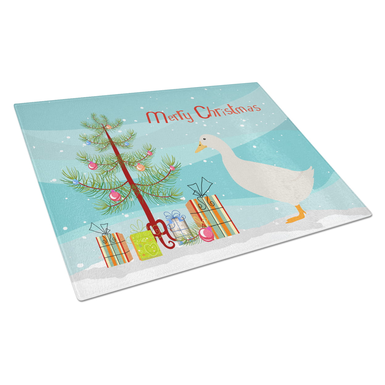 American Pekin Duck Christmas Glass Cutting Board - Large