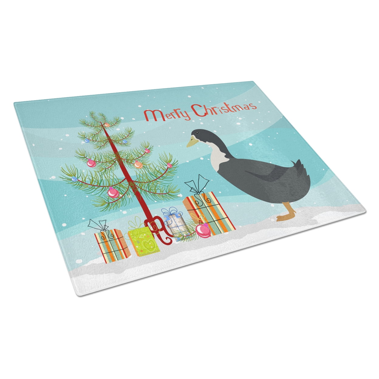Blue Swedish Duck Christmas Glass Cutting Board - Large