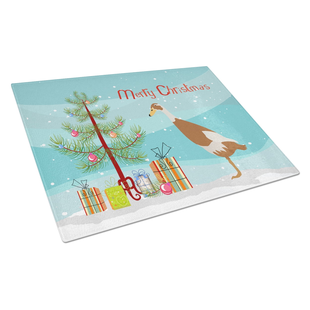 BB9232LCB Indian Runner Duck Christmas Glass Cutting Board - Large