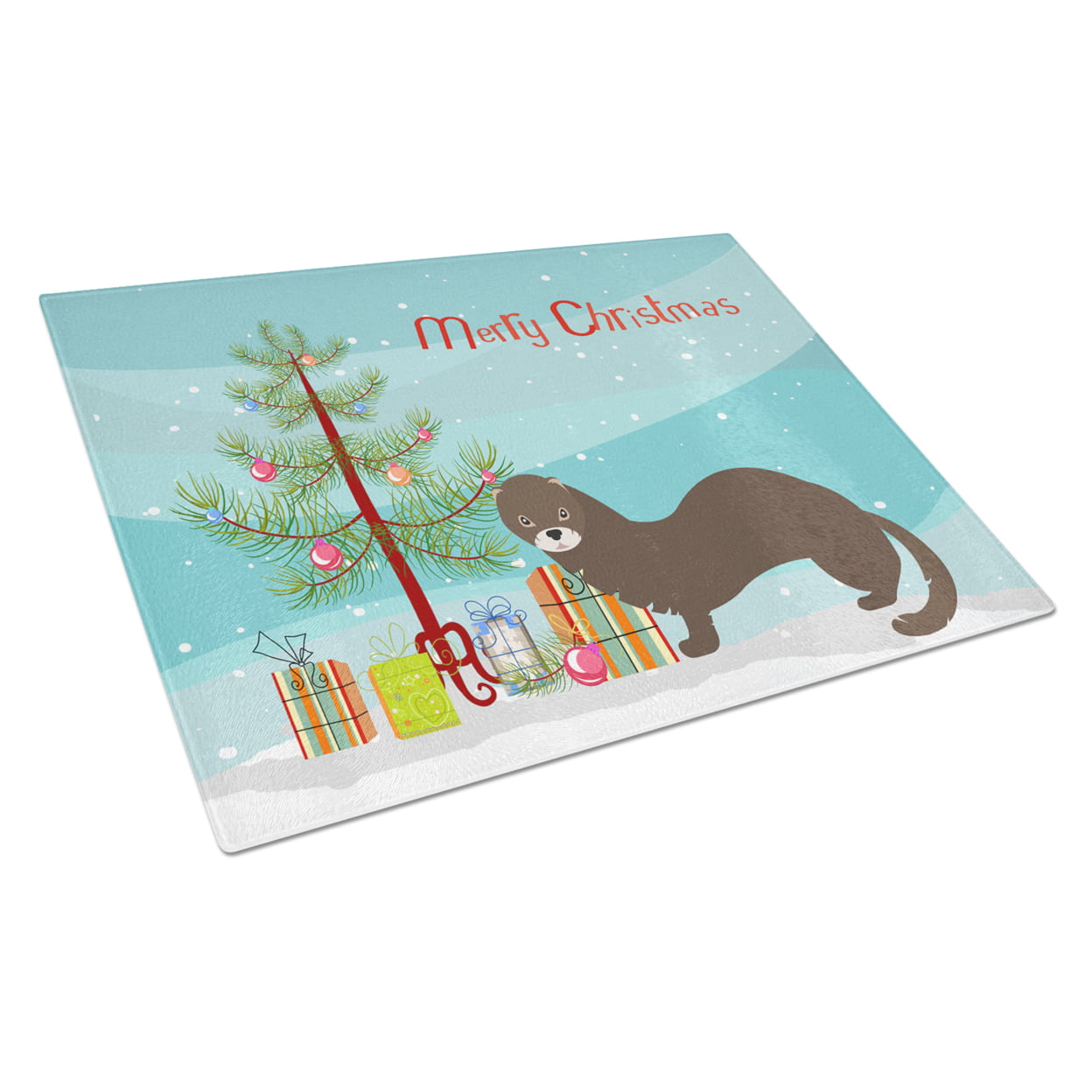 Russian or European Mink Christmas Glass Cutting Board - Large