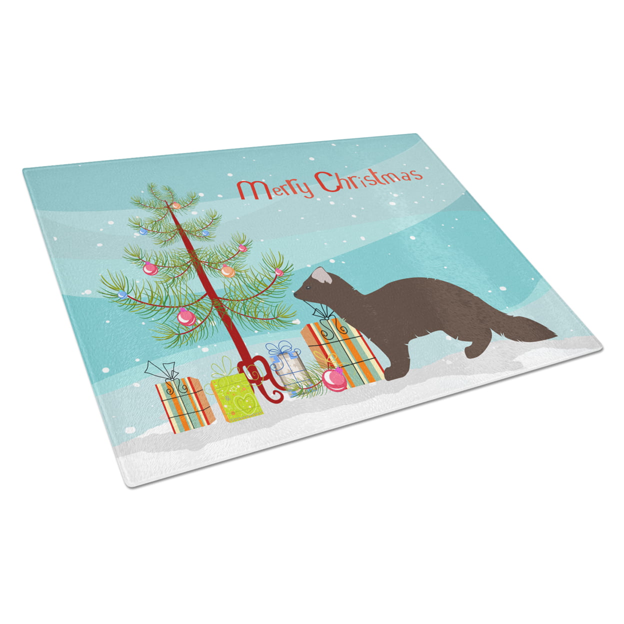 Sable Marten Christmas Glass Cutting Board - Large