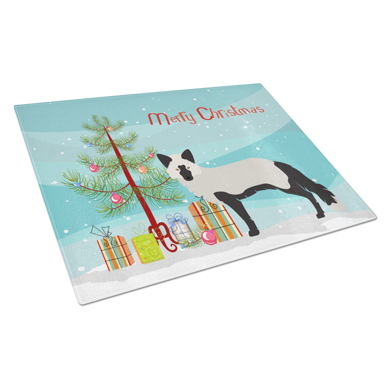 Silver Fox Christmas Glass Cutting Board - Large