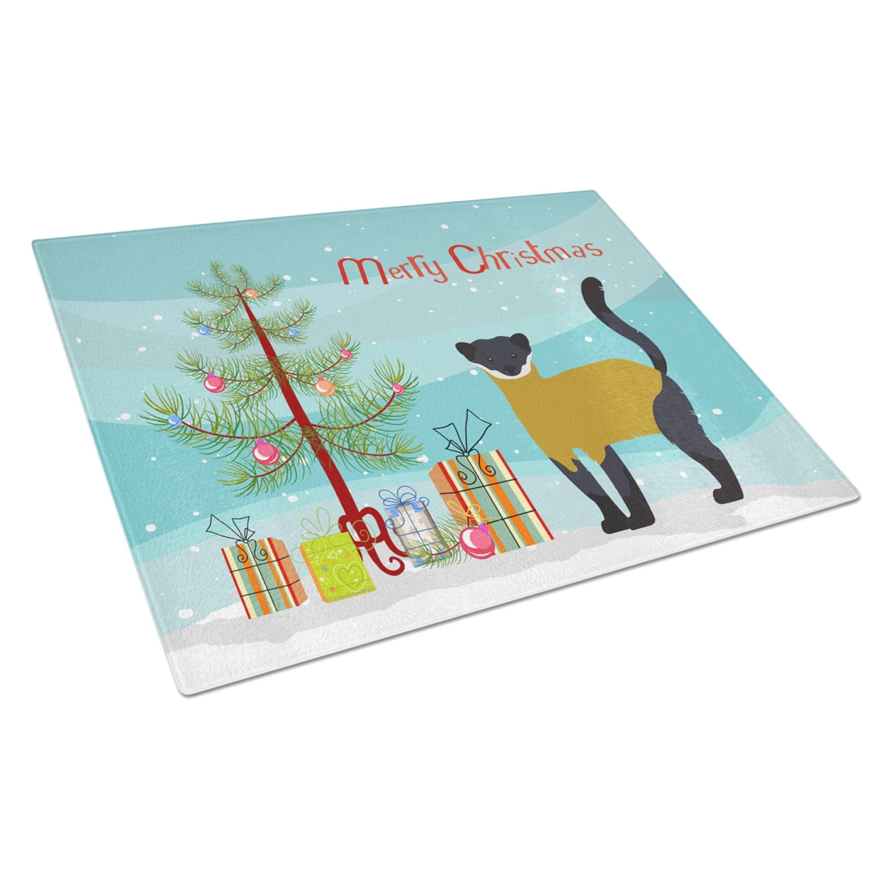 Yellow-Throated Marten Christmas Glass Cutting Board - Large