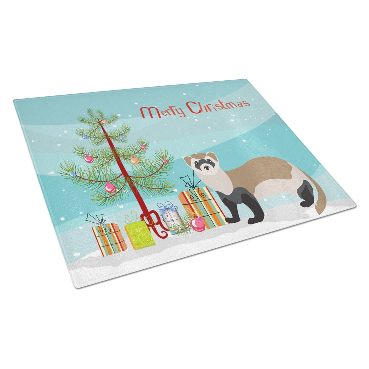 Ferret Christmas Glass Cutting Board - Large