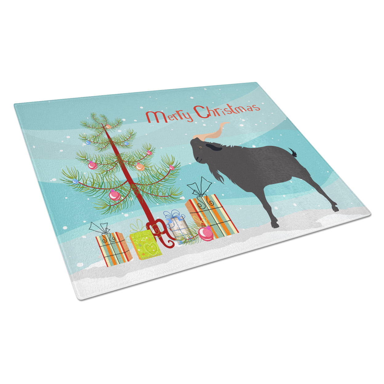 Verata Goat Christmas Glass Cutting Board - Large