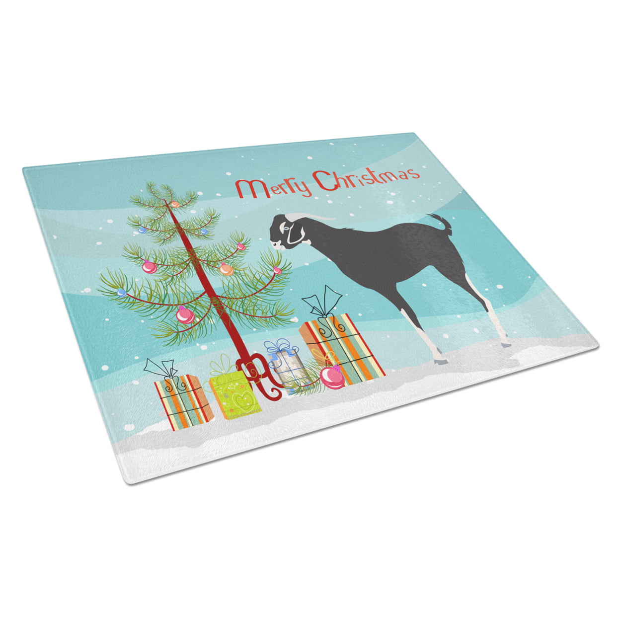 Black Bengal Goat Christmas Glass Cutting Board - Large