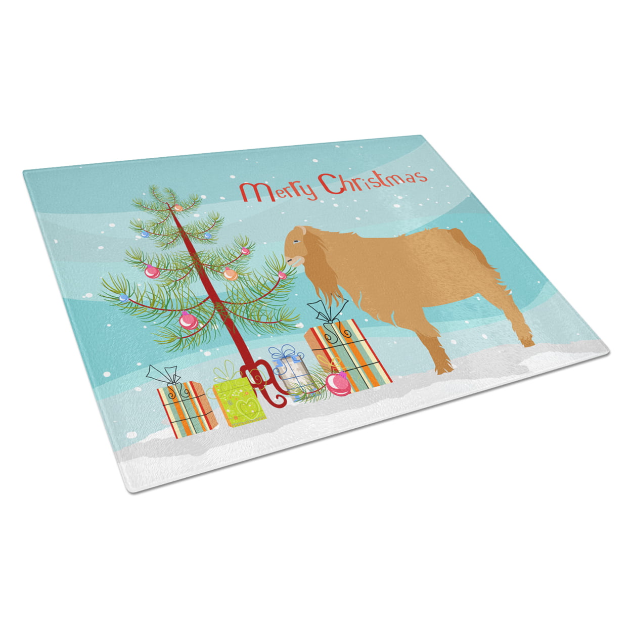 American Lamancha Goat Christmas Glass Cutting Board - Large
