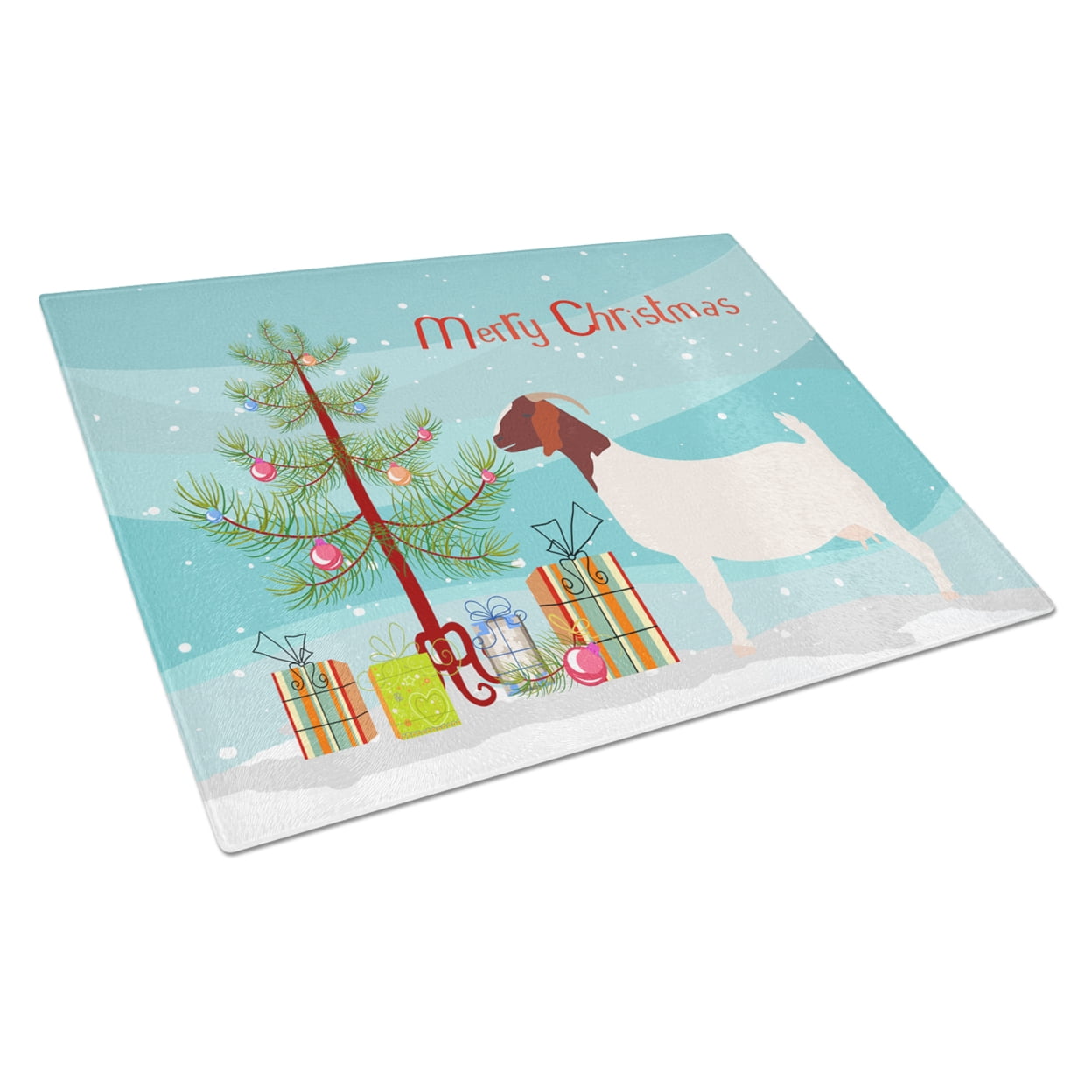 Boer Goat Christmas Glass Cutting Board - Large