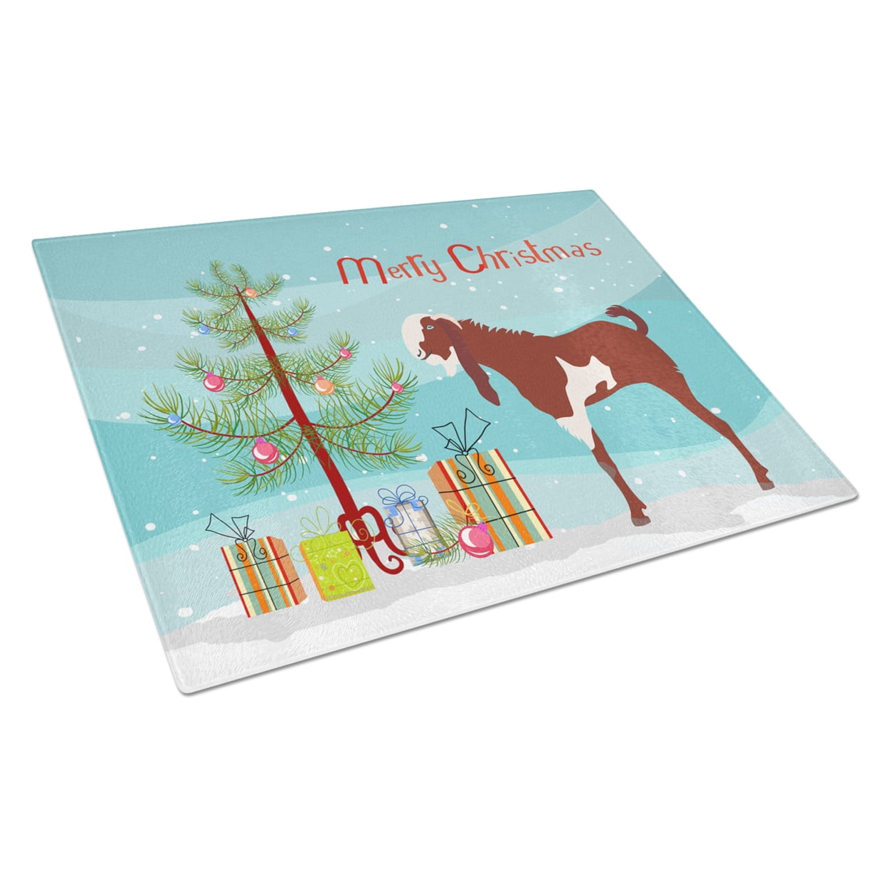 Jamnapari Goat Christmas Glass Cutting Board - Large