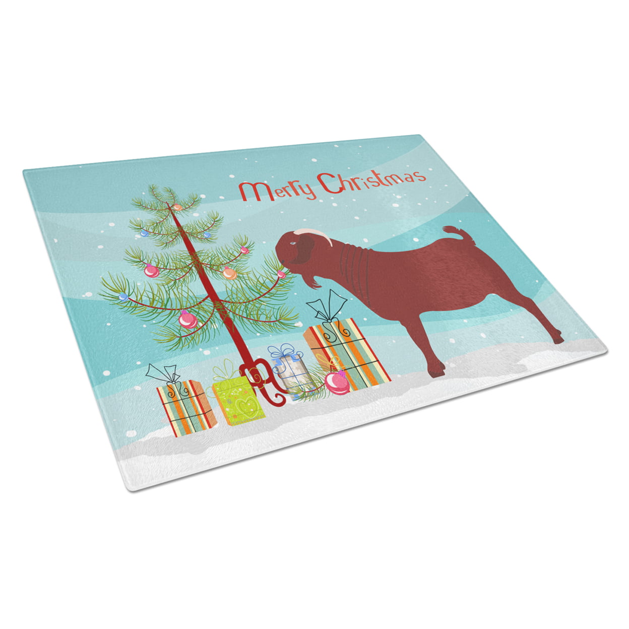 Kalahari Red Goat Christmas Glass Cutting Board - Large