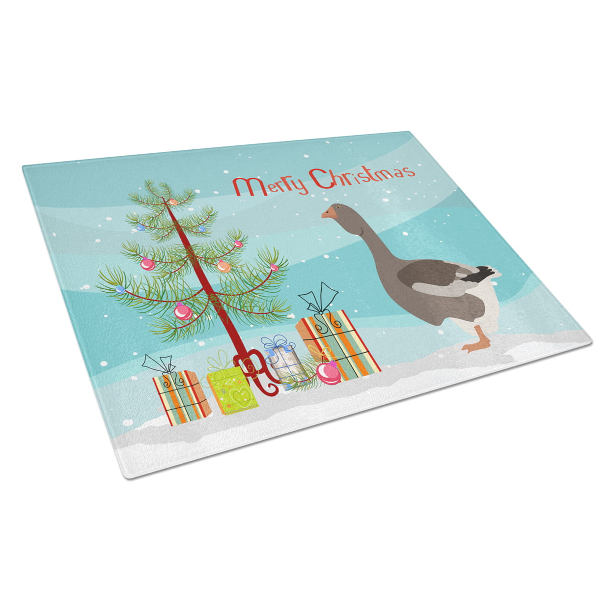 Toulouse Goose Christmas Glass Cutting Board - Large
