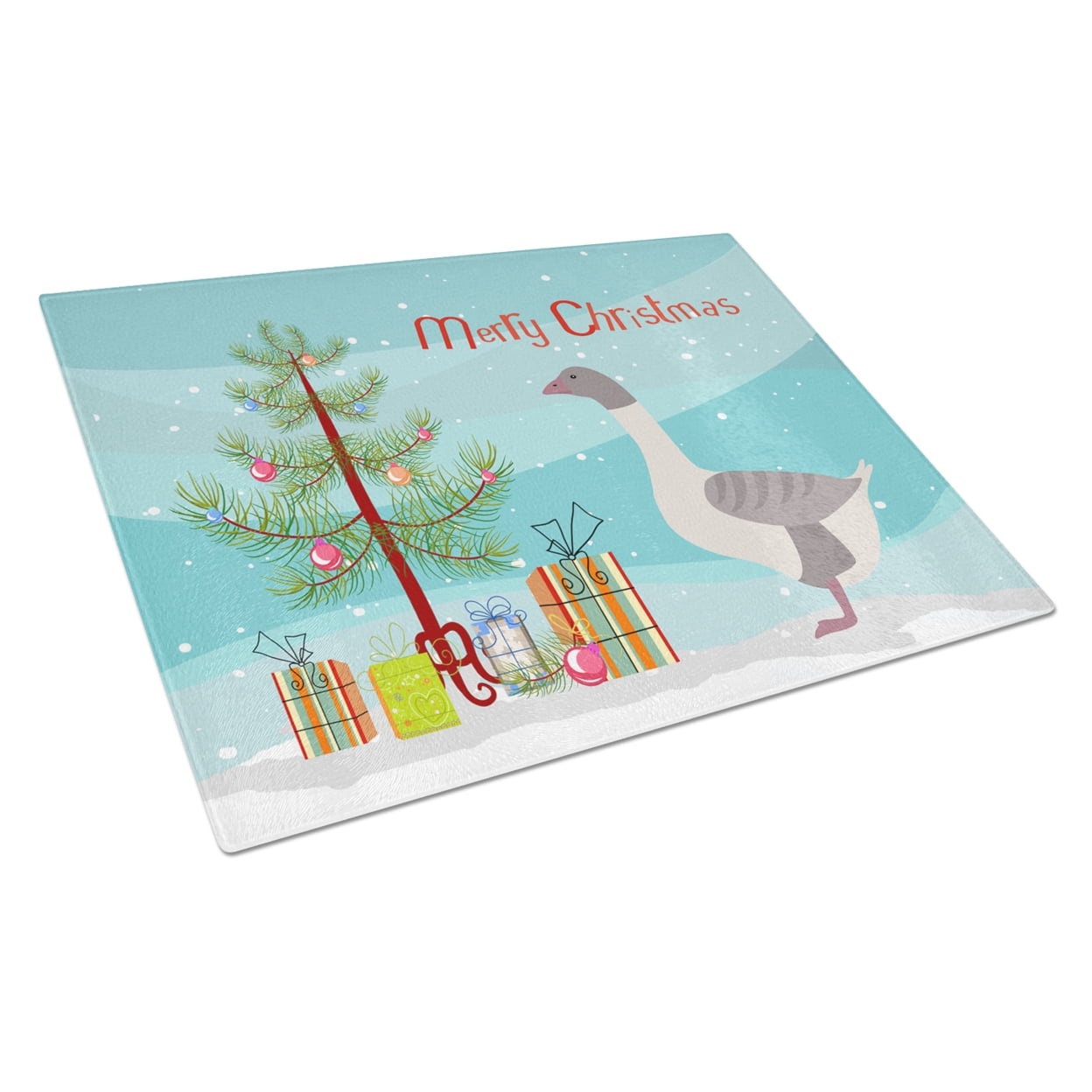 Buff Grey Back Goose Christmas Glass Cutting Board - Large