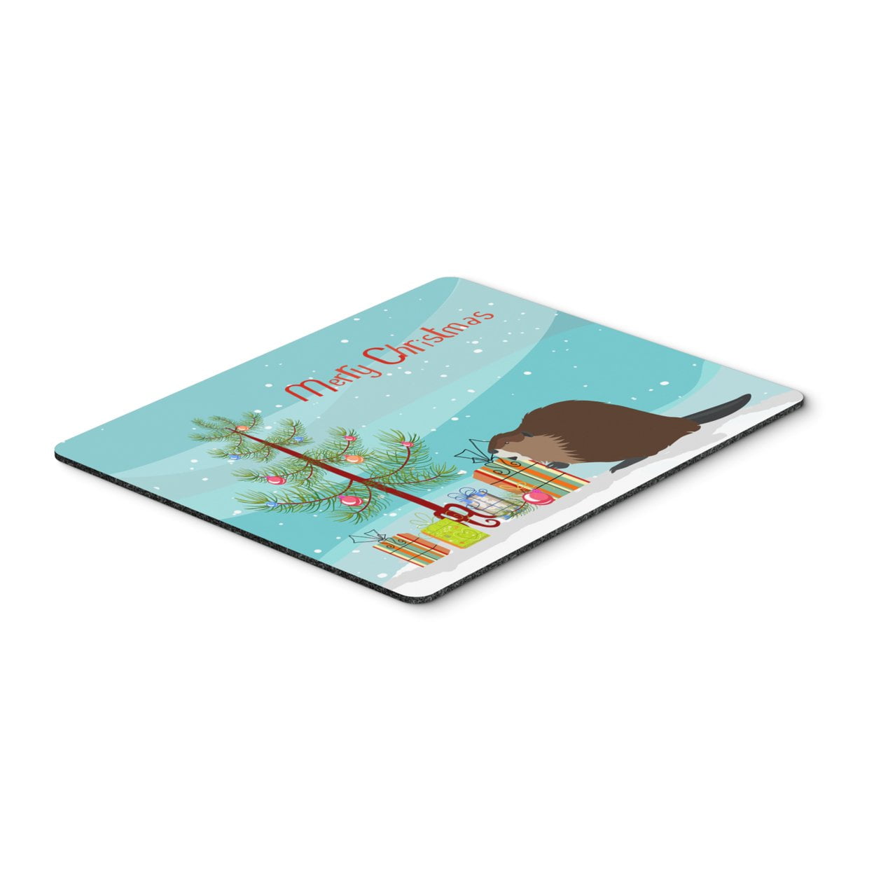 Eurasian Beaver Christmas Mouse Pad, Hot Pad or Trivet