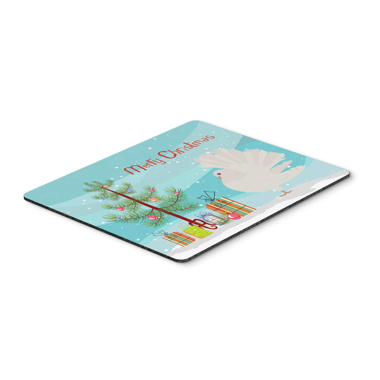 Silver Fantail Pigeon Christmas Mouse Pad - Hot Pad or Trivet