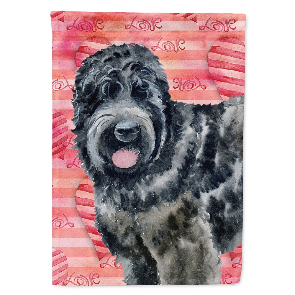 BB9764CHF Black Russian Terrier Love Flag Canvas - House Size