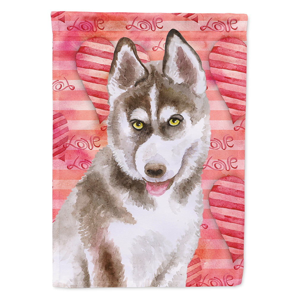 BB9783CHF Siberian Husky Grey Love Flag Canvas - House Size