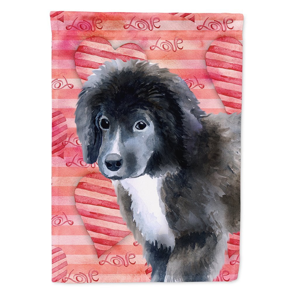Newfoundland Puppy Love Flag Canvas - House Size