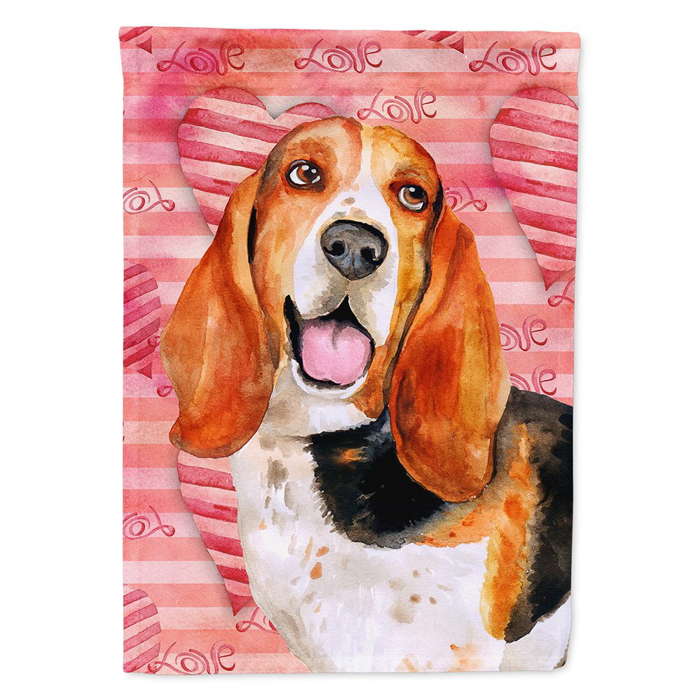 Basset Hound Love Flag Canvas - House Size