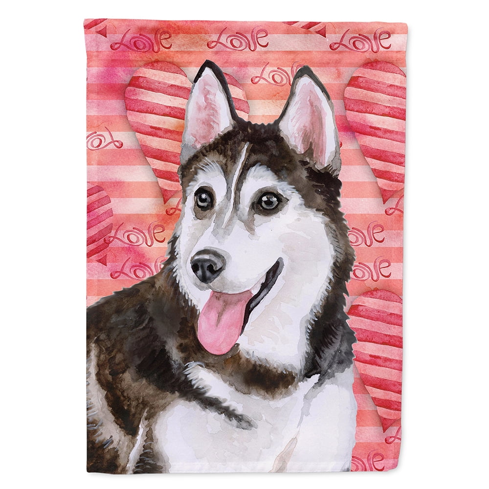 Siberian Husky No. 2 Love Flag Canvas - House Size