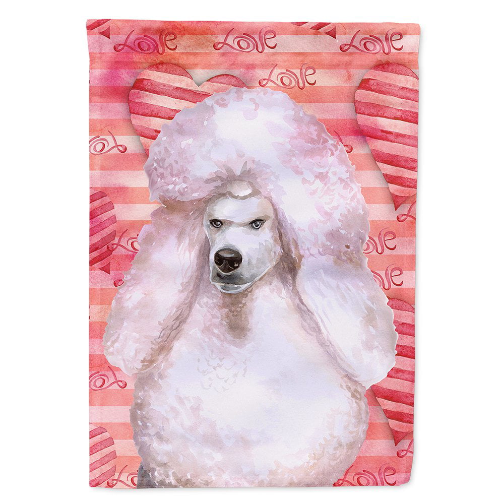 White Standard Poodle Love Flag Canvas - House Size