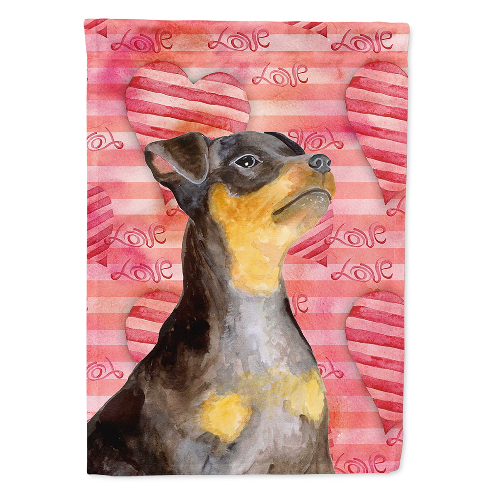 Miniature Pinscher No. 2 Love Flag Canvas - House Size