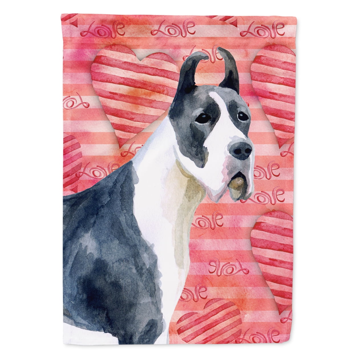 Harlequin Great Dane Love Flag - Garden Size