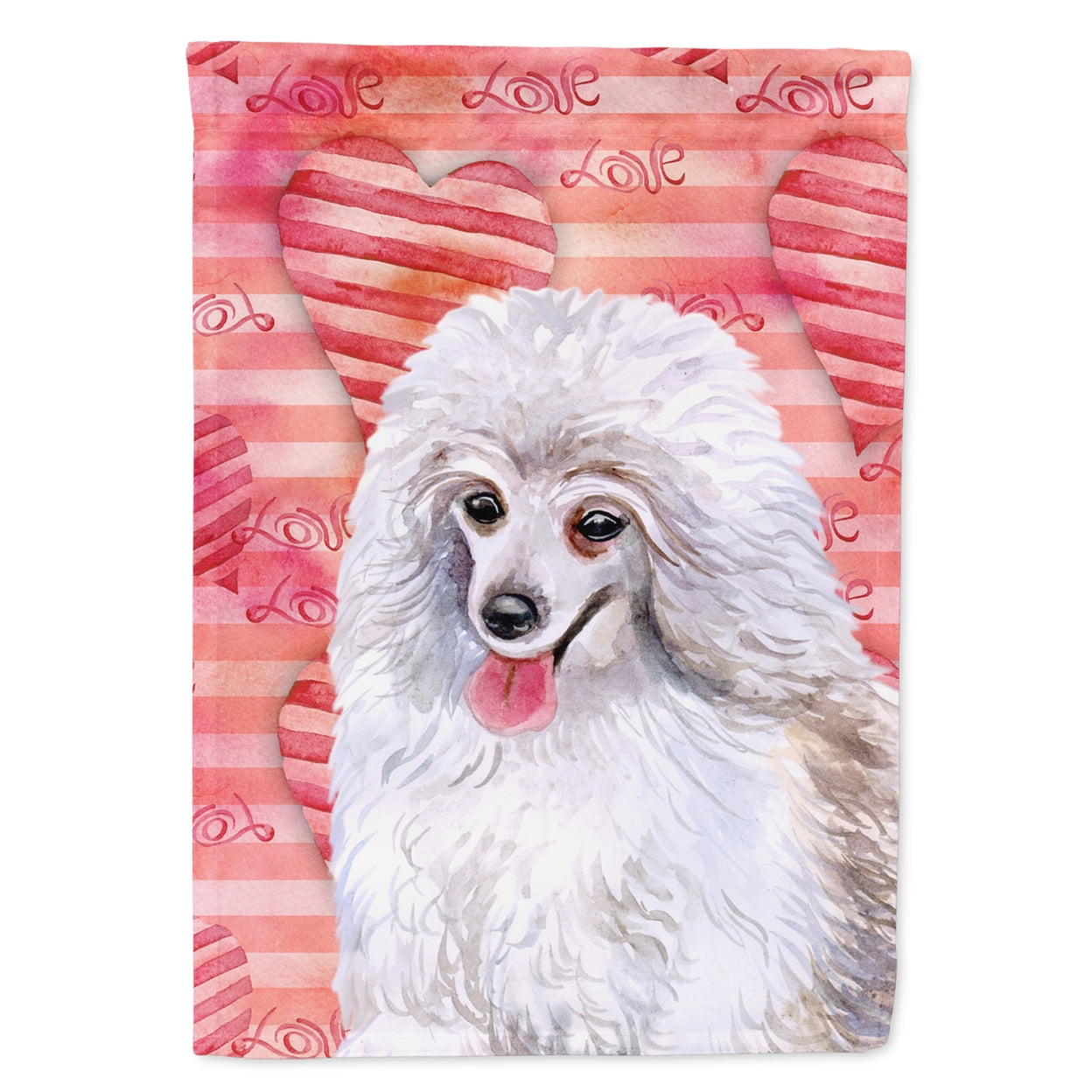 Medium White Poodle Love Flag - Garden Size