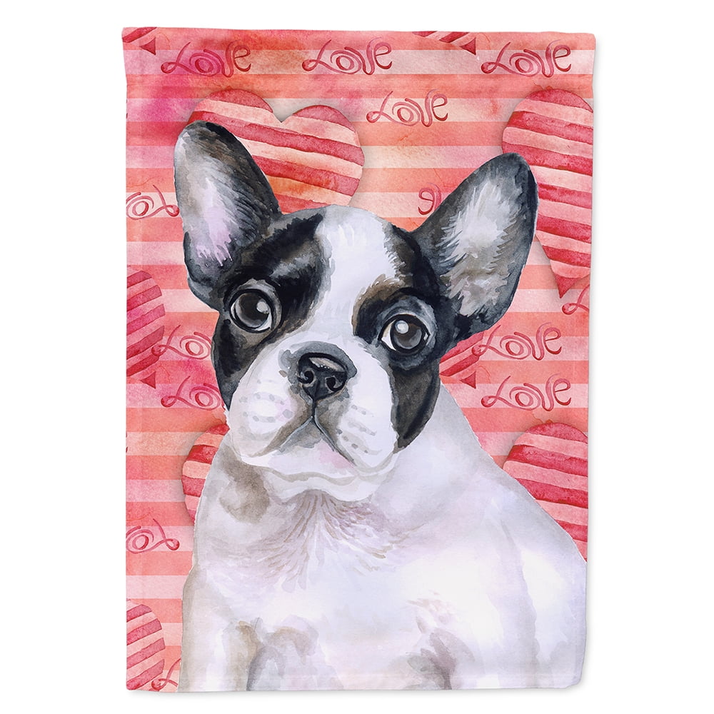French Bulldog Black White Love Flag - Garden Size