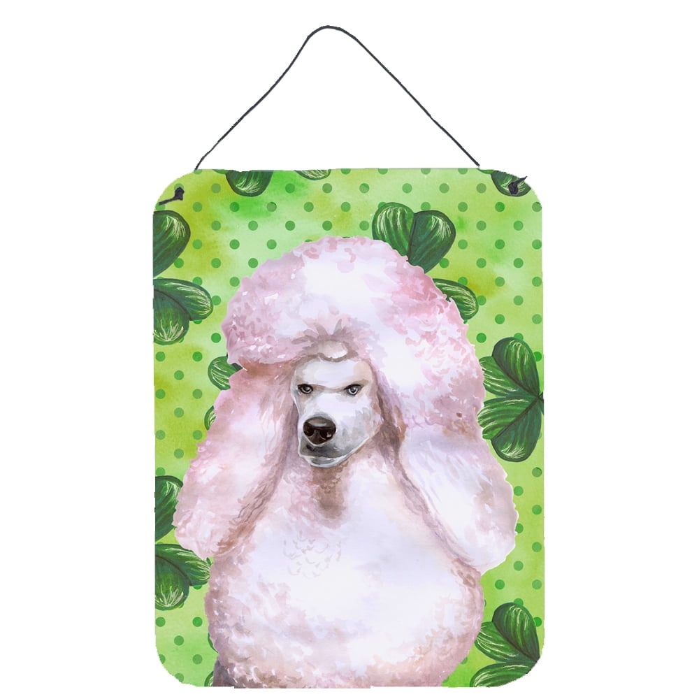 White Standard Poodle St Patricks Wall or Door Hanging Prints