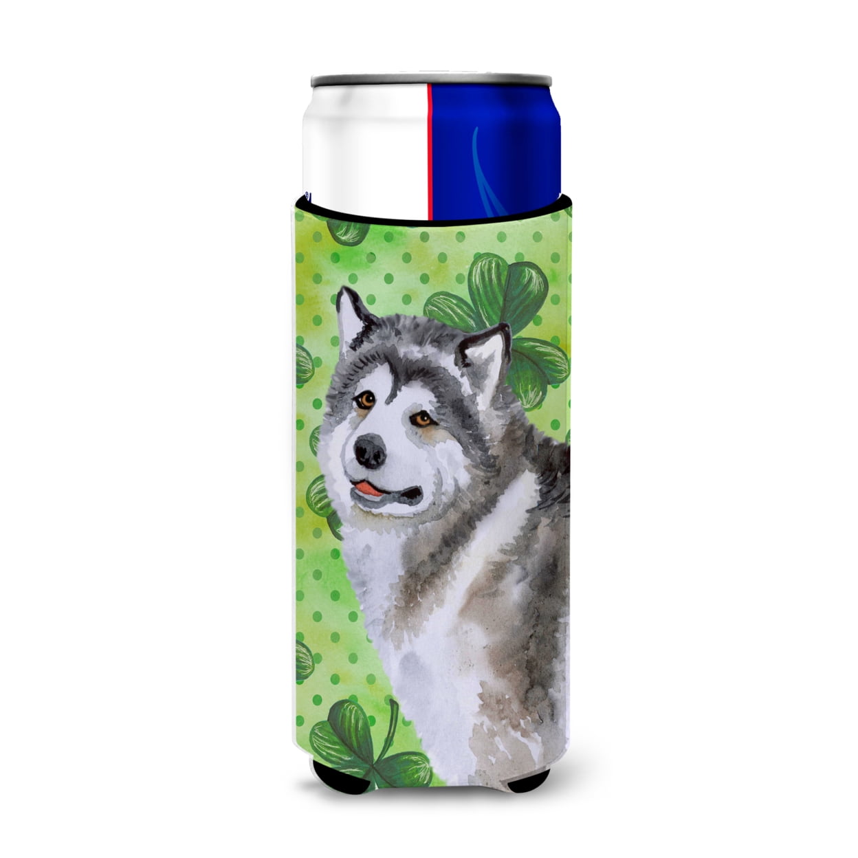 Alaskan Malamute St Patricks Michelob Ultra Hugger for Slim Cans