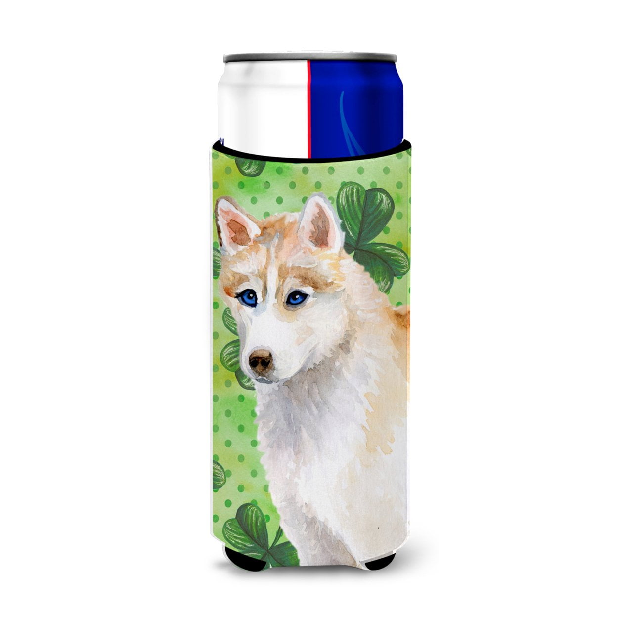 Siberian Husky St Patricks Michelob Ultra Hugger for Slim Cans