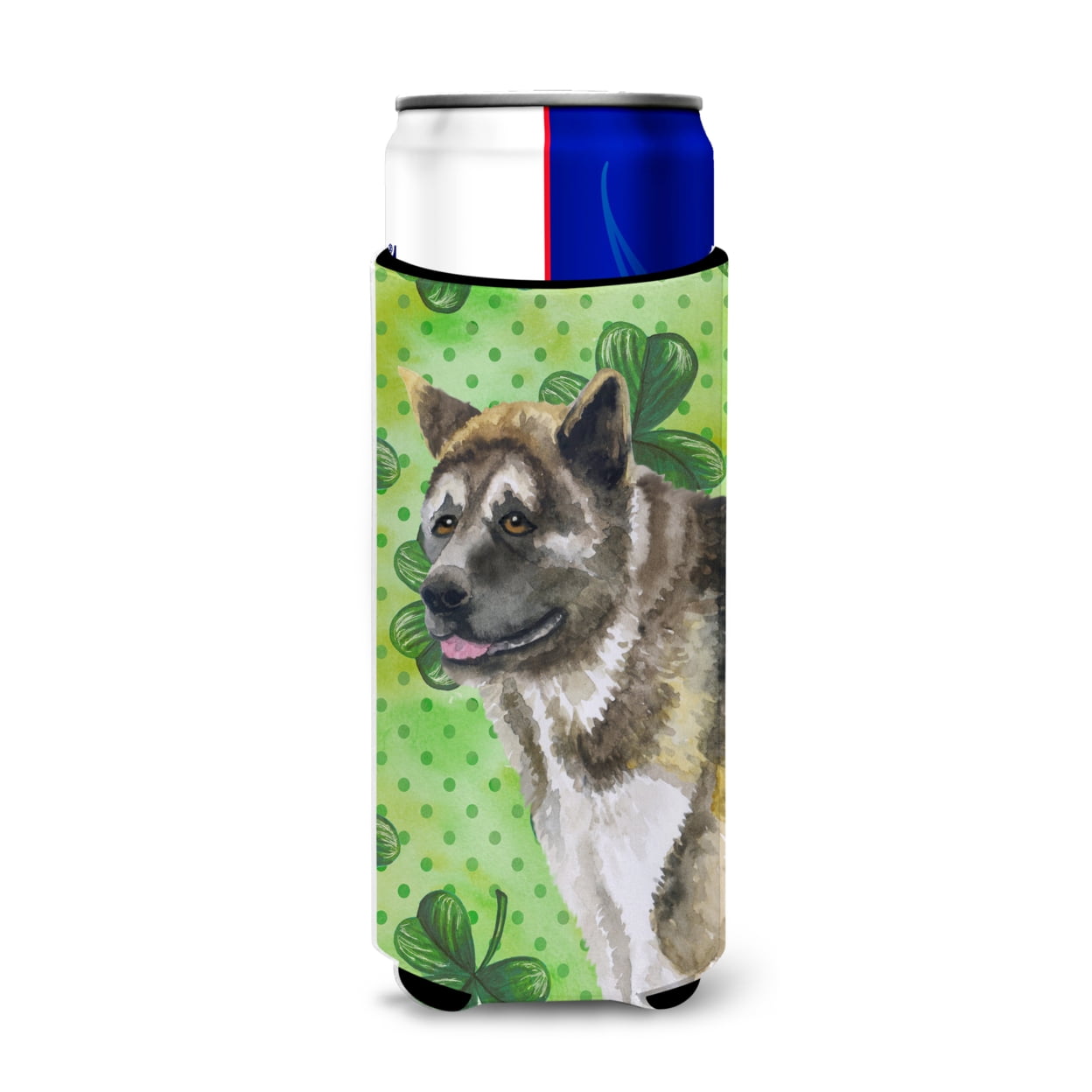 American Akita St Patricks Michelob Ultra Hugger for Slim Cans