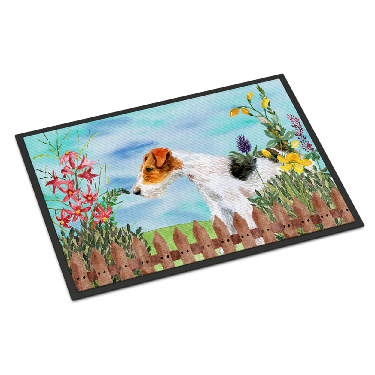 Fox Terrier Spring Indoor or Outdoor Mat - 24 x 36 in.