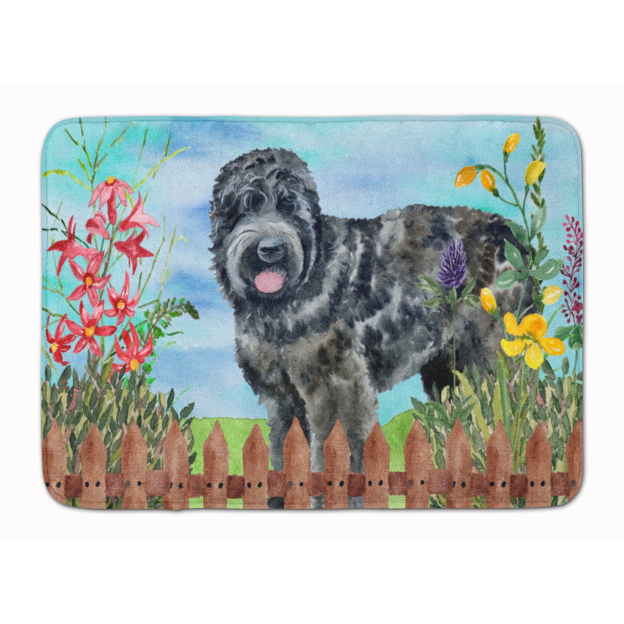 CK1239RUG Black Russian Terrier Spring Machine Washable Memory Foam Mat