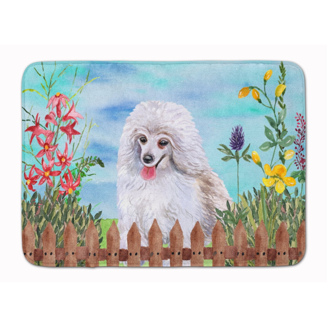 CK1245RUG Medium White Poodle Spring Machine Washable Memory Foam Mat