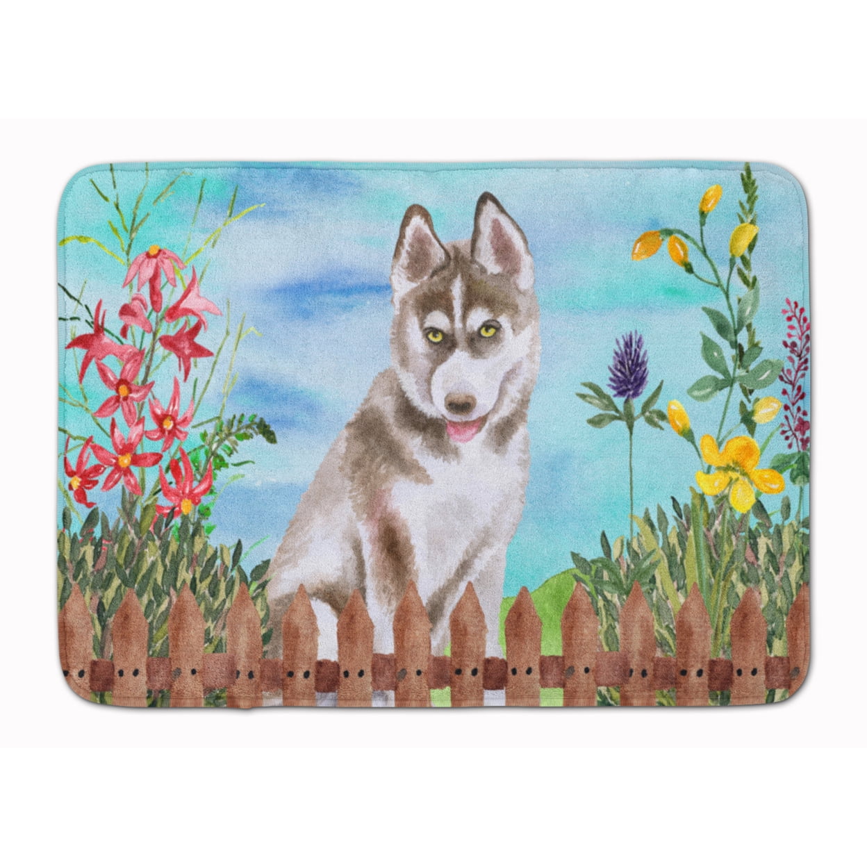 CK1258RUG Siberian Husky Grey Spring Machine Washable Memory Foam Mat